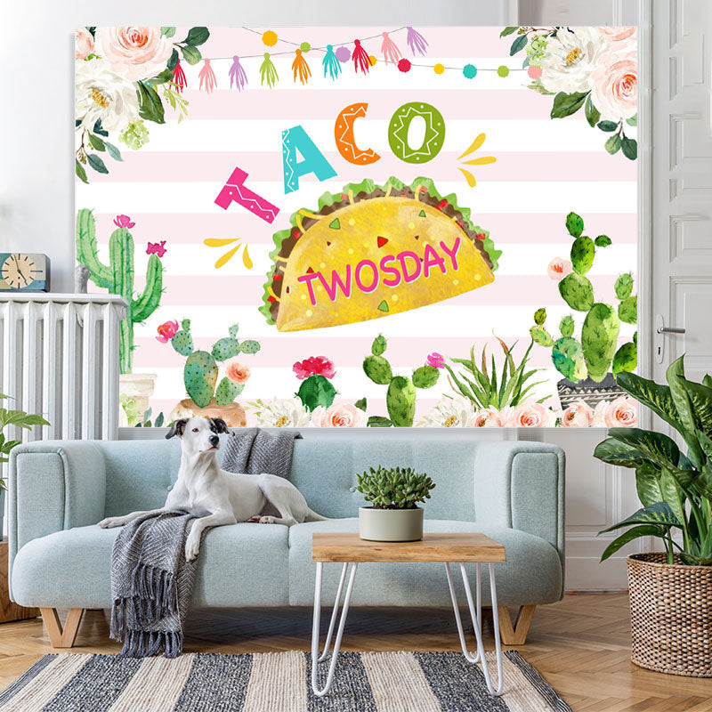 Lofaris Mexican Taco Twosday Birthday Party Theme Backdrop