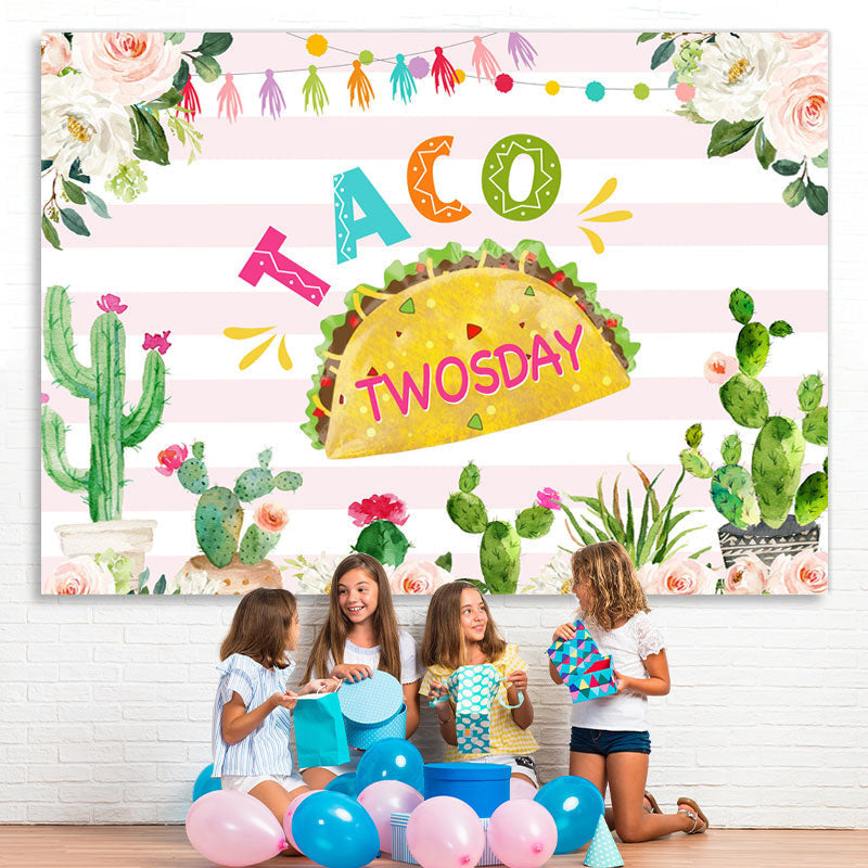 Lofaris Mexican Taco Twosday Birthday Party Theme Backdrop