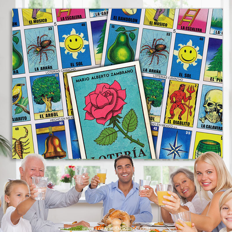 Lofaris Mexico Loteria Card Theme Happy Birthday Backdrop