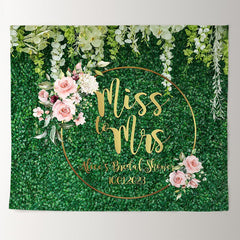 Lofaris Green Leaves With Pink Floral Bridal Shower Backdrop