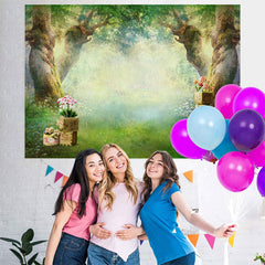 Lofaris Misty Forest And Floral Theme Baby shower Backdrop