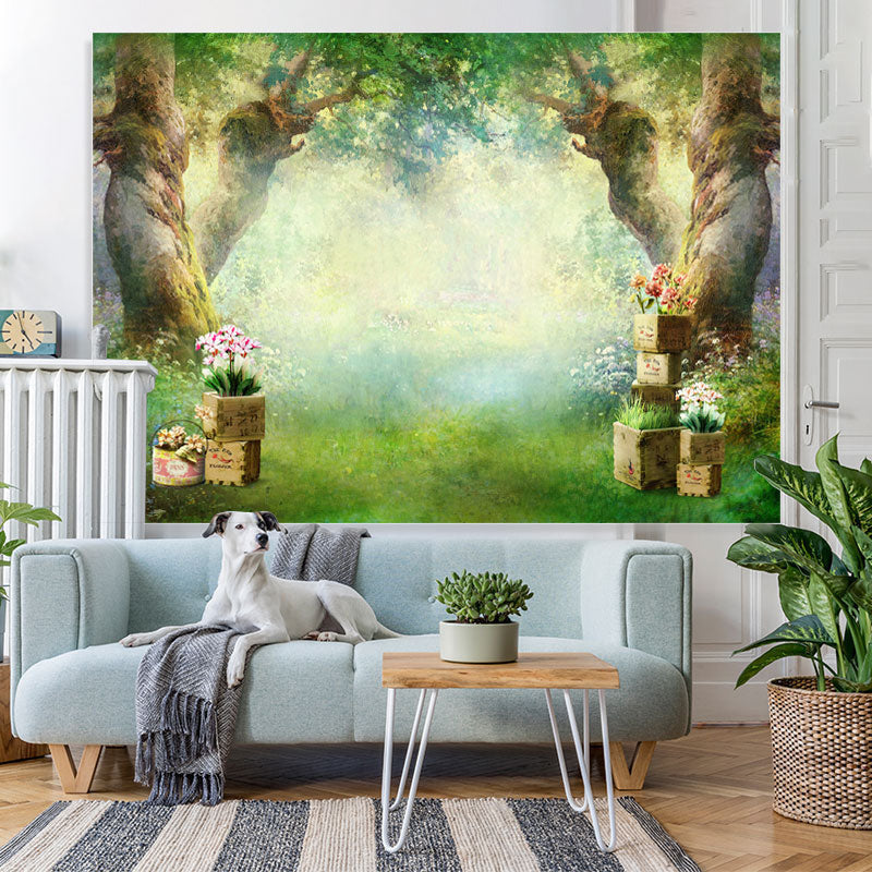 Lofaris Misty Forest And Floral Theme Baby shower Backdrop