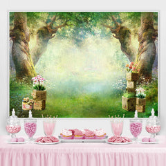 Lofaris Misty Forest And Floral Theme Baby shower Backdrop