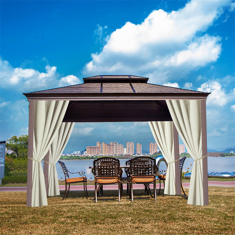Lofaris Beige Fade Resistant Waterproof Grommet Top Outdoor Curtains for Front Porch