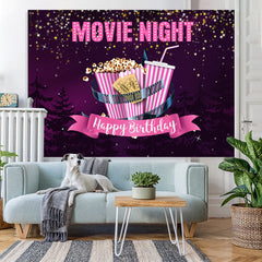 Lofaris Moive Night Purple Sky with Stars Birthday Backdrop