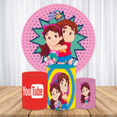 Lofaris Mona Cartoon Theme Circle Birthday Backdrop Kit For Kid