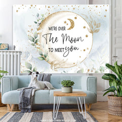 Lofaris Moon Gold Glitter Leaves Boho Baby Shower Backdrop
