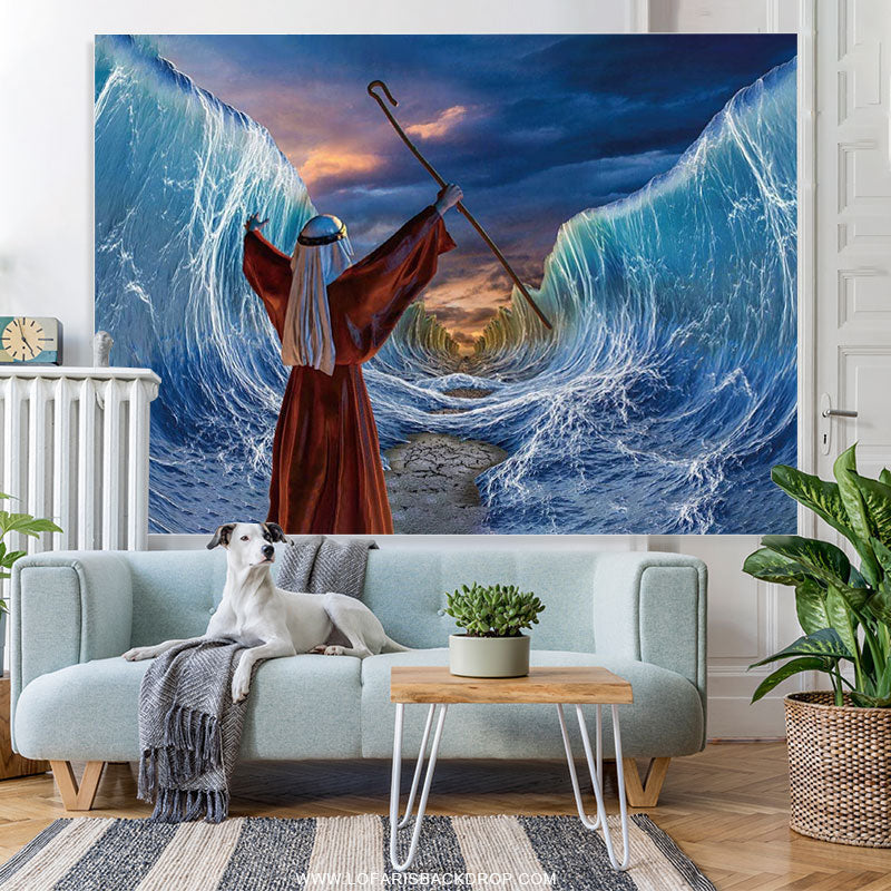Lofaris Moses Divide The Red Sea Jews Pesach Party Backdrop