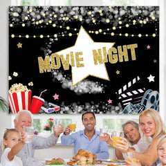 Lofaris Movie Night Black and Popcorn Bucket Birthday Backdrop