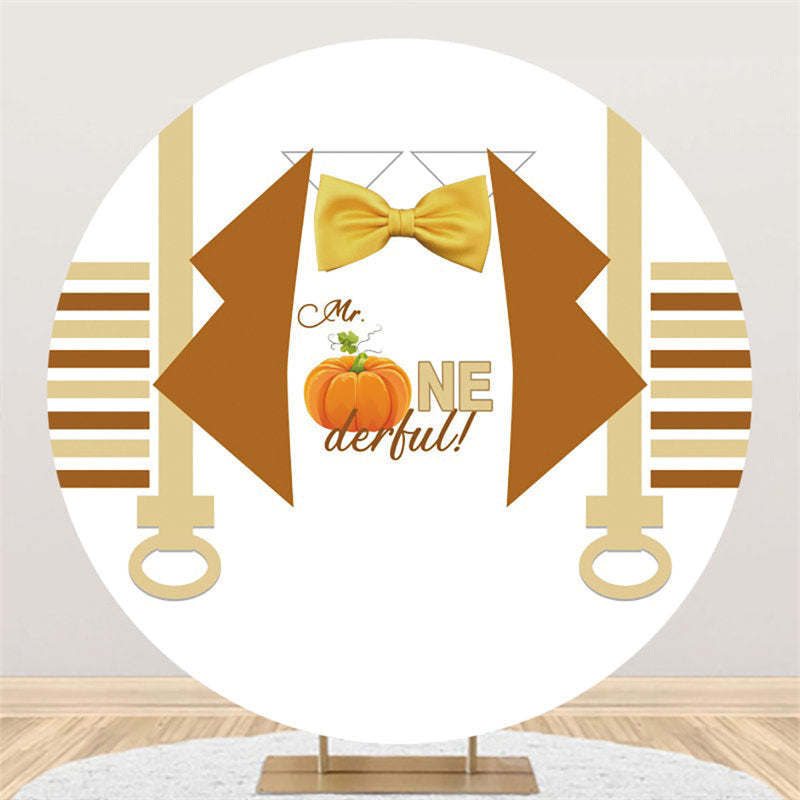 Lofaris Mr Onederful Autumn Pumpkin Round Birthday Backdrop