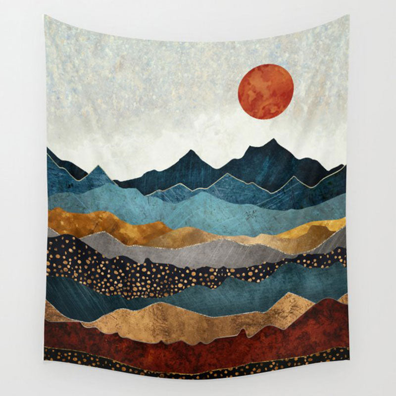 Lofaris Multicolor Mountain Landscape Family Wall Tapestry