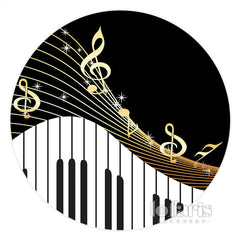 Lofaris Musical Notes Piano Theme Happy Birthday Round Backdrop