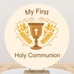 Lofaris My First Holy Communion Happy Birthday Round Backdrop