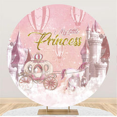 Lofaris My Little Princess Glitter Pink Castle Circle Backdrop