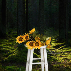 Lofaris Mystery Dark Green Forest Theme Photo Backdrop For Portrait