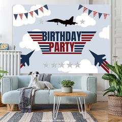 Lofaris National Flag Flight Plane Happy Birthday Backdrop