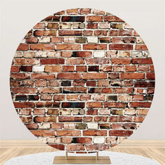 Lofaris Nature Simple Brown Bricks Round Birthday Party Backdrop
