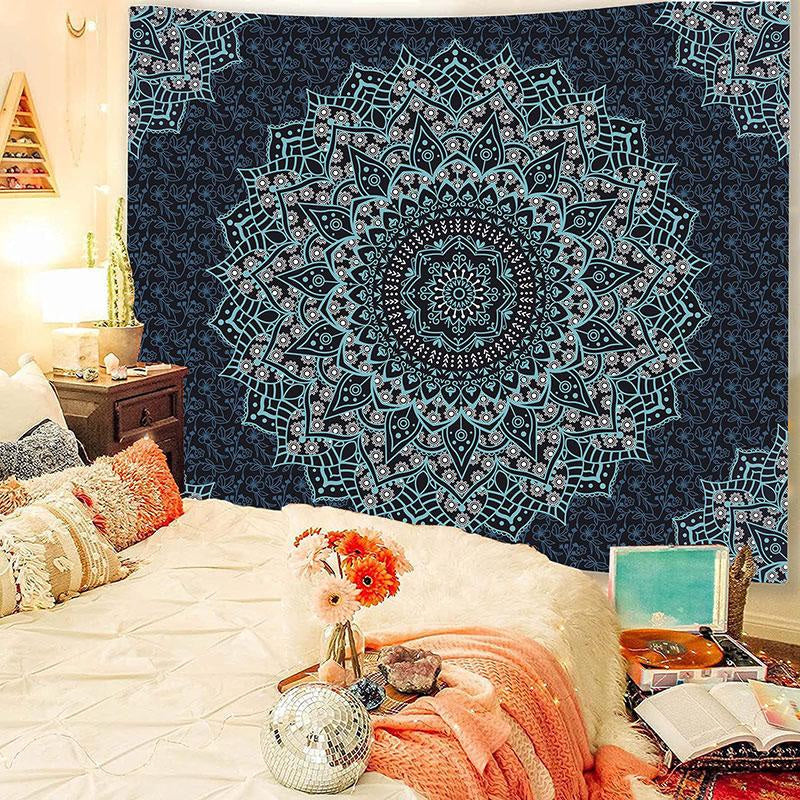 Lofaris Navy Abstract Floral Mandala Divination Wall Tapestry