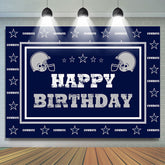 Lofaris Navy Blue Cowboy Football Happy Birthday Backdrop