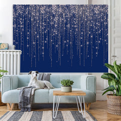 Lofaris Navy Blue Glitter Silver Bar Happy Birthday Backdrop