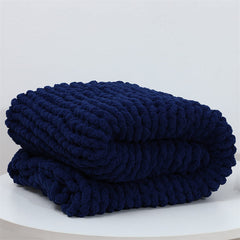 Lofaris Navy Blue Handmade Cable Chunky Knit Blanket Throw