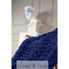 Lofaris Navy Blue Handmade Cable Chunky Knit Blanket Throw