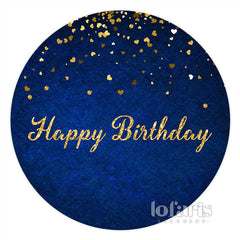 Lofaris Navy Blue With Golden Dot Circle Happy Birthday Backdrop