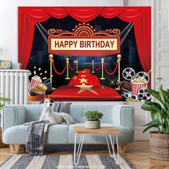 Lofaris Night Hollywood Stage Film Happy Birthday Backdrop