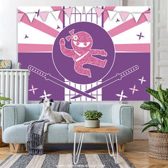 Lofaris Ninja Pink Glitter Happy Birthday Backdrop For Girls