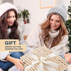 Lofaris Oat White Weighted Queen Size Chunky Knit Blanket