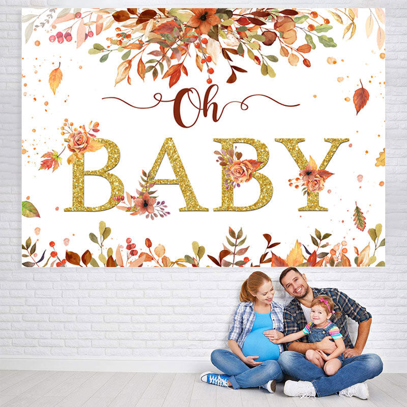 Lofaris Oh Baby Gold Yellow Leaves Autumn Shower Backdrop