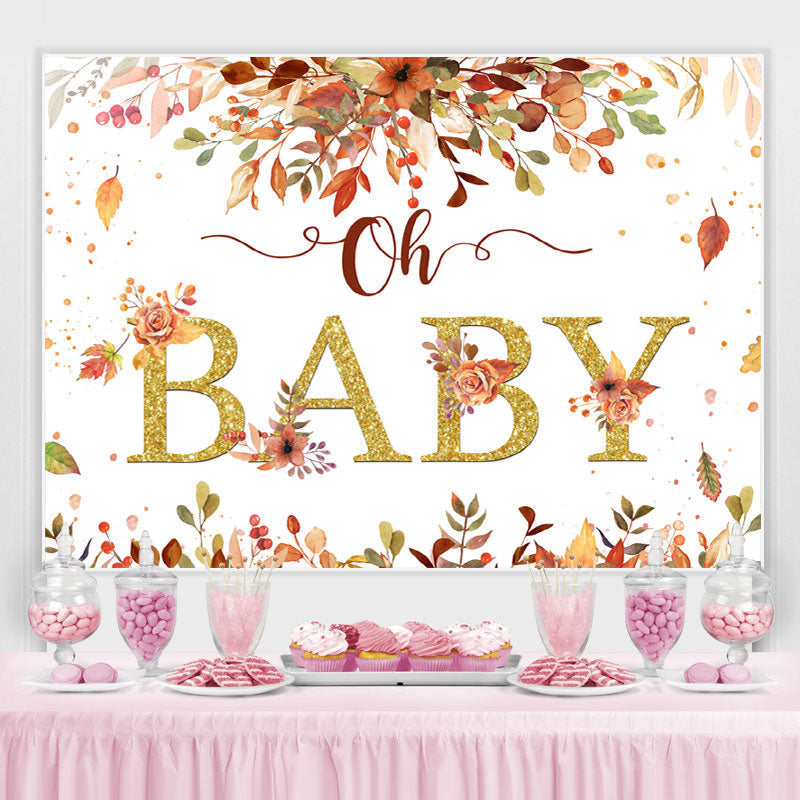 Lofaris Oh Baby Gold Yellow Leaves Autumn Shower Backdrop