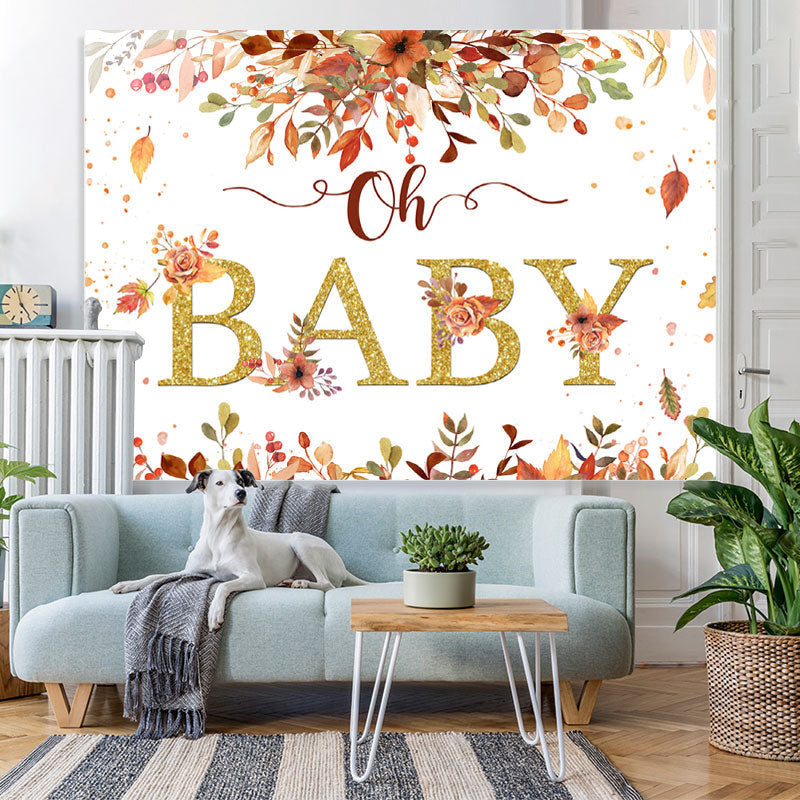 Lofaris Oh Baby Gold Yellow Leaves Autumn Shower Backdrop