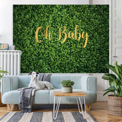 Lofaris Oh Baby Green Leaves Wall Backdrop Spring Photoshoot