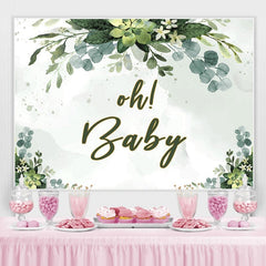 Lofaris Oh Baby Green Plant Shower Backdrop for Photos