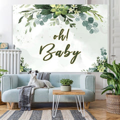 Lofaris Oh Baby Green Plant Shower Backdrop for Photos