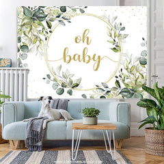 Lofaris Oh Baby Greenery Gold Eucalyptus Shower Backdrop