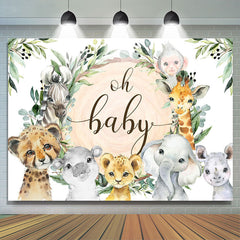 Lofaris Oh Baby Jungle Animals Green Shower Backdrop for Boy