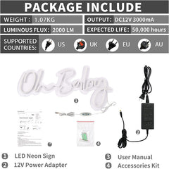 Lofaris Oh Baby Neon LED Sign Handmade For Gender Reveal Party Room