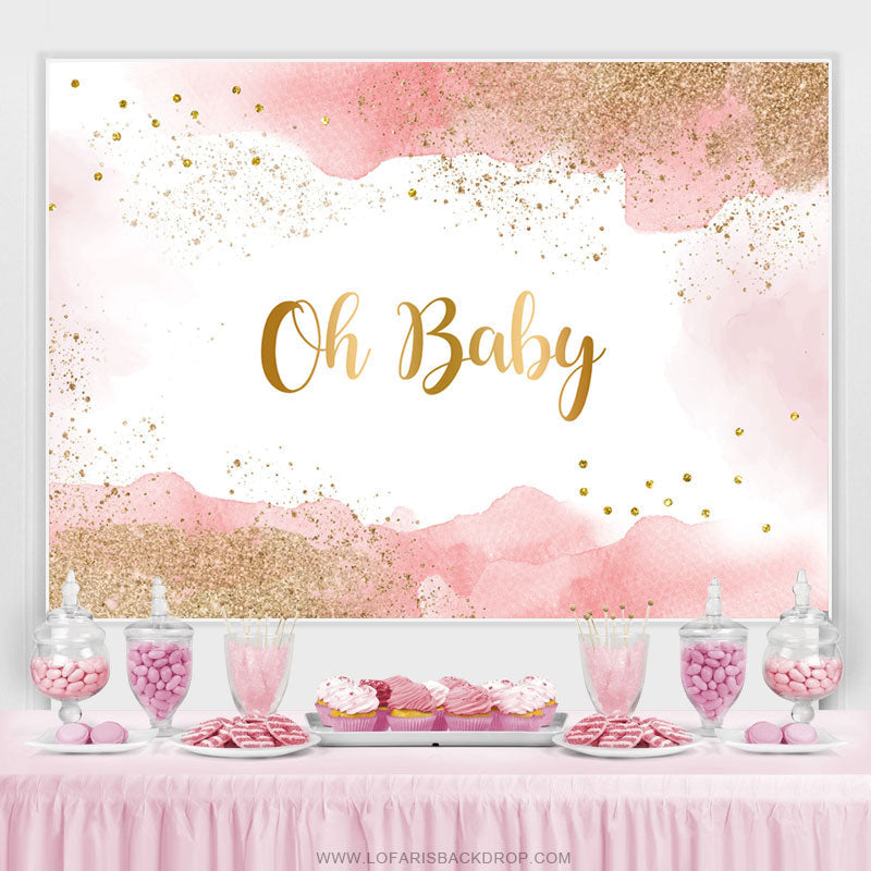 Lofaris Oh Baby Pink Glitter Boho Gender Reveal Backdrop