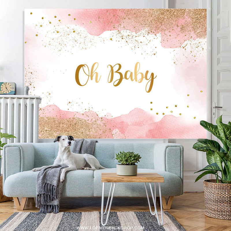Lofaris Oh Baby Pink Glitter Boho Gender Reveal Backdrop