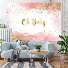 Lofaris Oh Baby Pink Glitter Boho Gender Reveal Backdrop