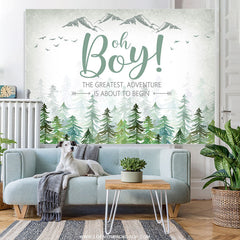 Lofaris Oh Baby The Greatest Adventure Green Shower Backdrop