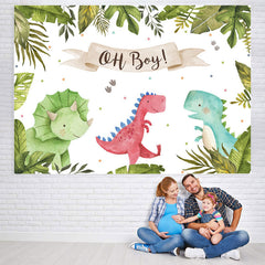 Lofaris Oh Baby Three Cute Dinosaurs Backdrop for Shower