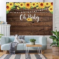 Lofaris Oh Baby Wooden Sunflower Lights Shower Backdrop