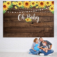 Lofaris Oh Baby Wooden Sunflower Lights Shower Backdrop