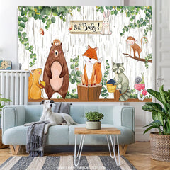 Lofaris Oh Baby Woodland Animals Shower Backdrop Banner