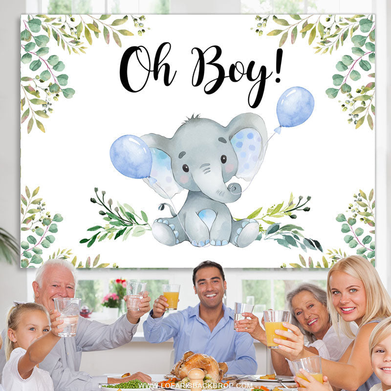 Lofaris Oh Boy Elephant Balloon Gender Baby Shower Backdrop