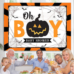 Lofaris Oh Boy Halloween Pumpkin Theme Baby Shower Backdrop