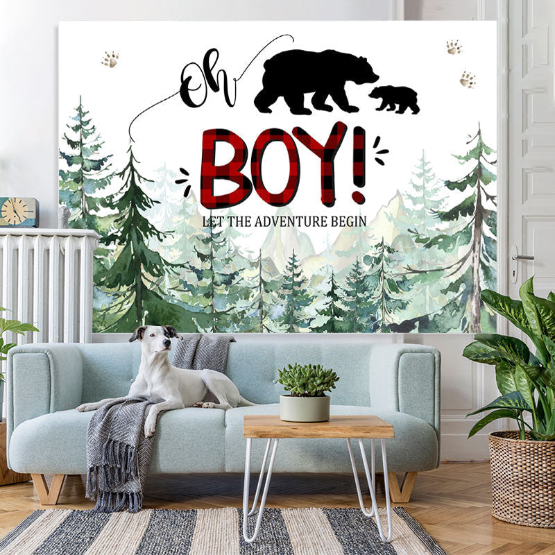 Lofaris Lets The Adventure Begin Bear Baby Shower Backdrop